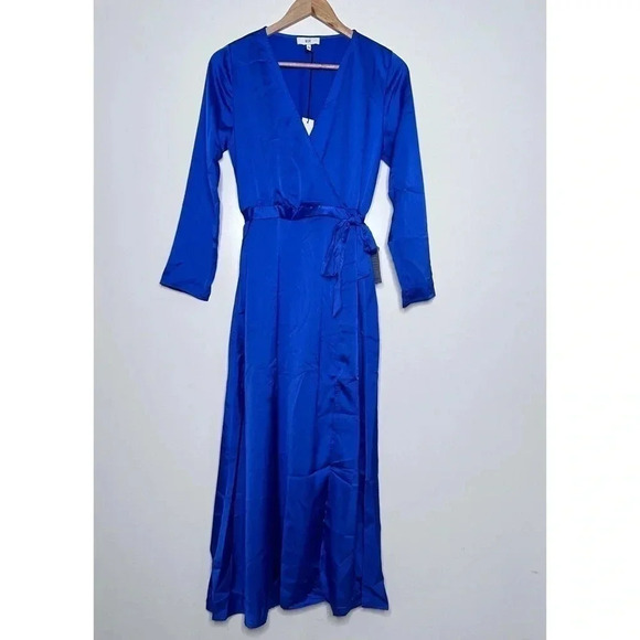NSR / Napean Sea Rd Nordstrom NWT Royal Blue Faux Wrap Maxi Dress Size Small - Picture 1 of 10